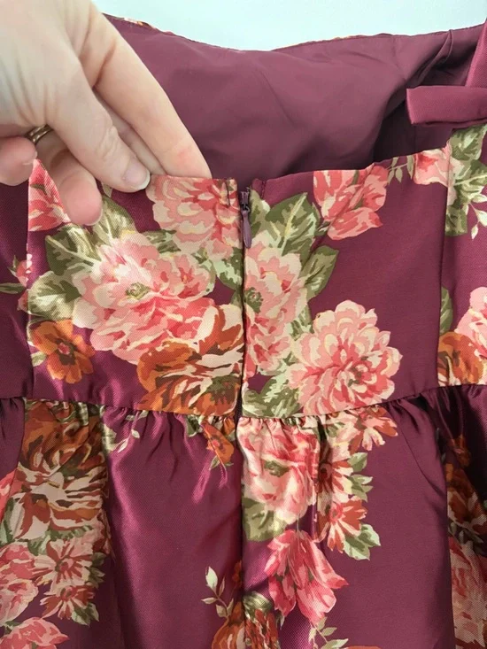 Lulu’s Unbelievably Lovely Red Floral Babydoll Empire Waist Mini Dress NWT XL - Picture 9 of 13